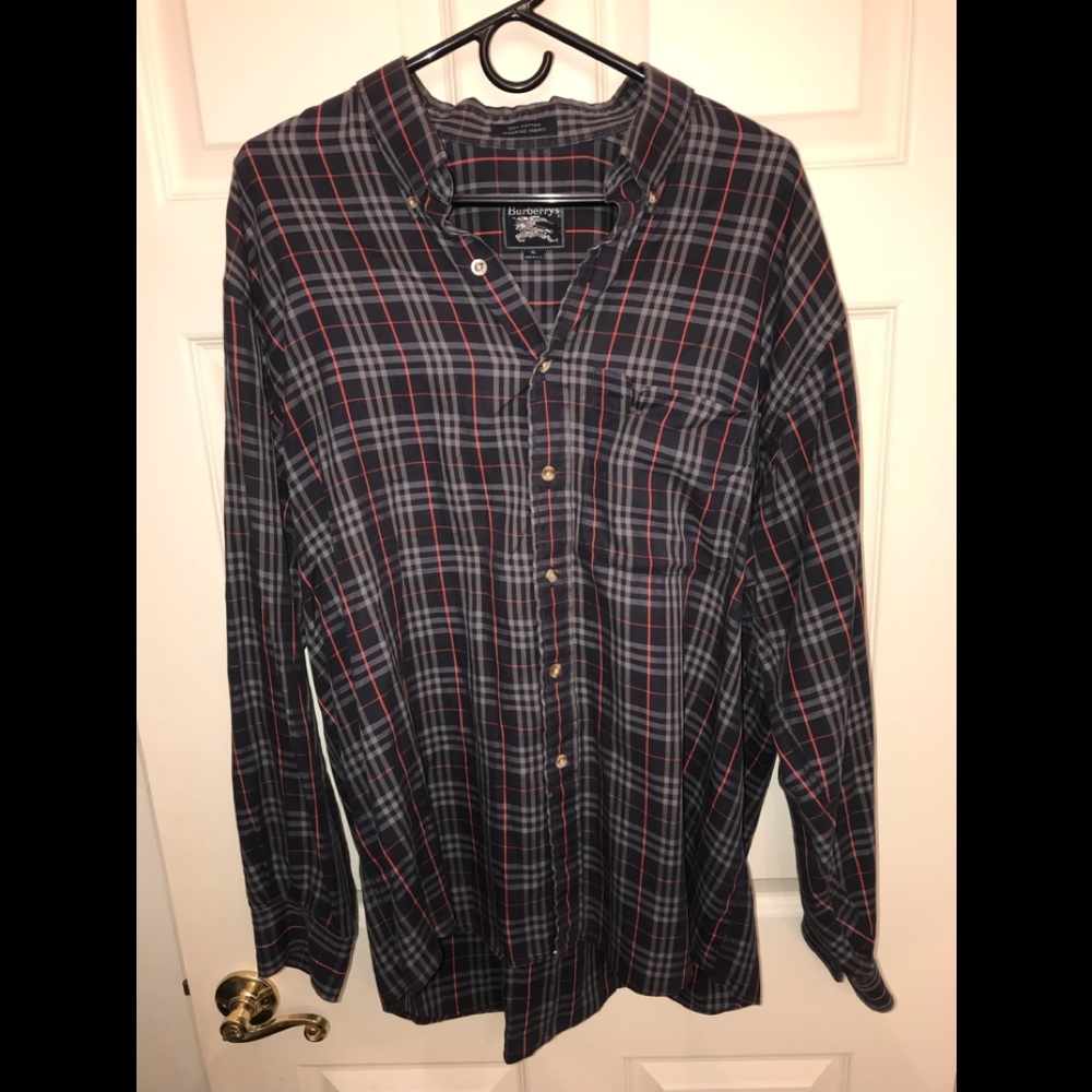 Vintage Burberry Plaid Button Down Shirt